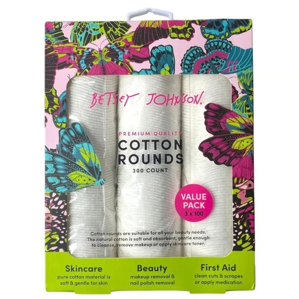 ⚡️NEW⚡️Betsey Johnson Premium Quality 300 Count Cotton Rounds